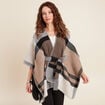 Poncho r&eacute;versible ceintur&eacute; noir femme
