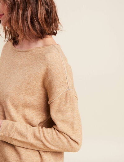 Pull manches longues beige femme