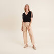 Pantalon flare 7/8&egrave;me beige femme