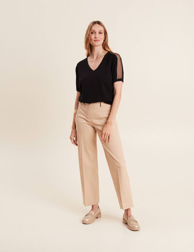 Pantalon flare 7/8ème beige femme