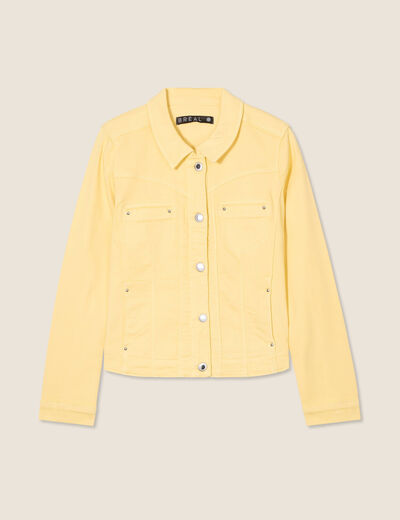 Blouson ajusté boutonné jaune clair femme
