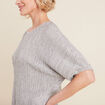 Blouse manches 3/4 pliss&eacute;e gris argent femme