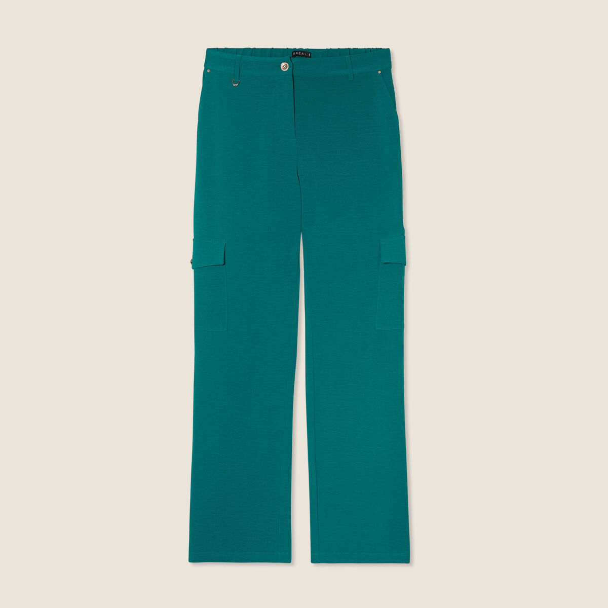 Pantalon flou cargo 7/8&egrave;me vert femme