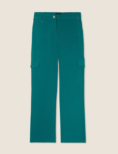 Pantalon flou cargo 7/8ème vert femme