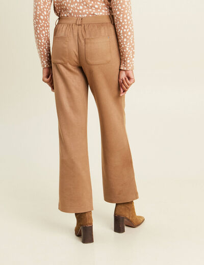 Pantalon aspect daim marron femme