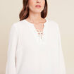 Blouse fluide n&oelig;uds manches longues ecru femme