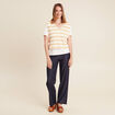 Pantalon large taille haute denim stone femme