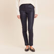 Pantalon iris&eacute; en similicuir bleu fonc&eacute; femme