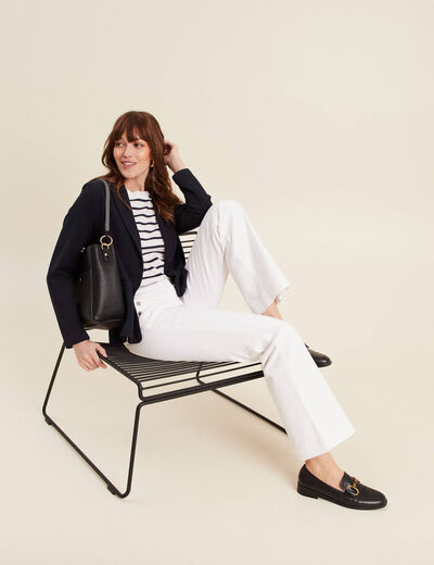 Pantalon bootcut à pont blanc femme