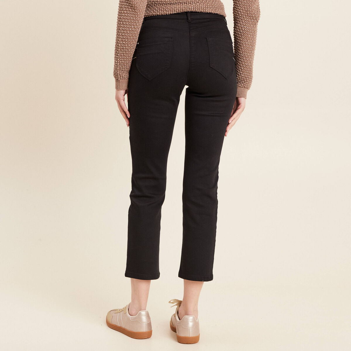 Pantalon droit 5 poches noir femme
