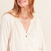 Chemise ample jacquard col v manches 3/4 blanc femme