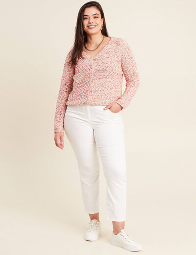 Pull manches longues rose fushia femme