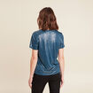 t-shirt droit court satiné col rond bleu canard femme