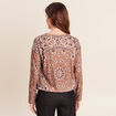Pull col rond manches longues strass marron femme