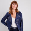 Veste droite zippée bleu foncé femme