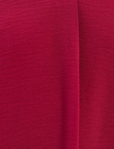 T-shirt bi-mati&egrave;re manches courtes rouge fonc&eacute; femme