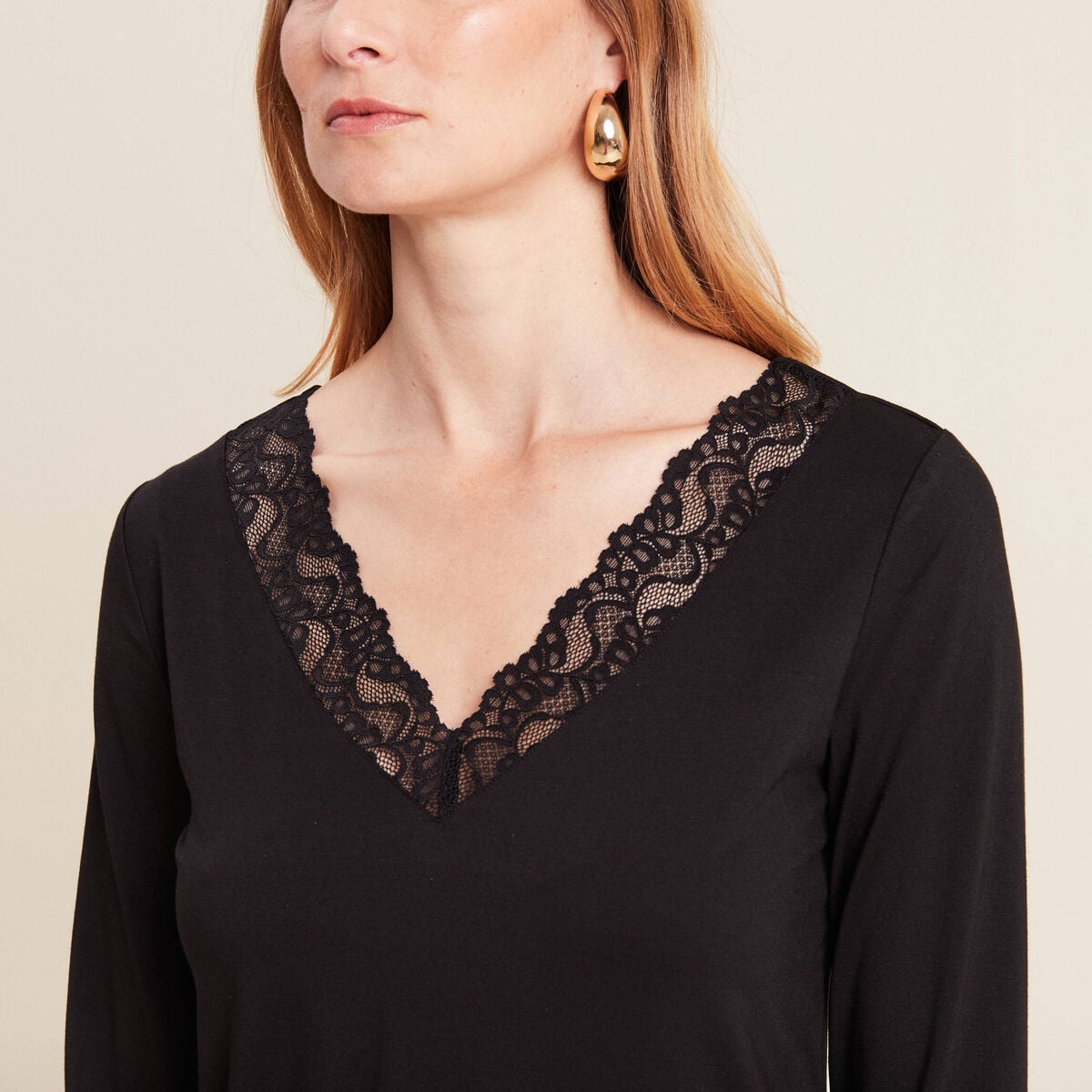 T-shirt thermo-douceur manches longues noir femme