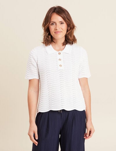 Polo manches courtes blanc femme