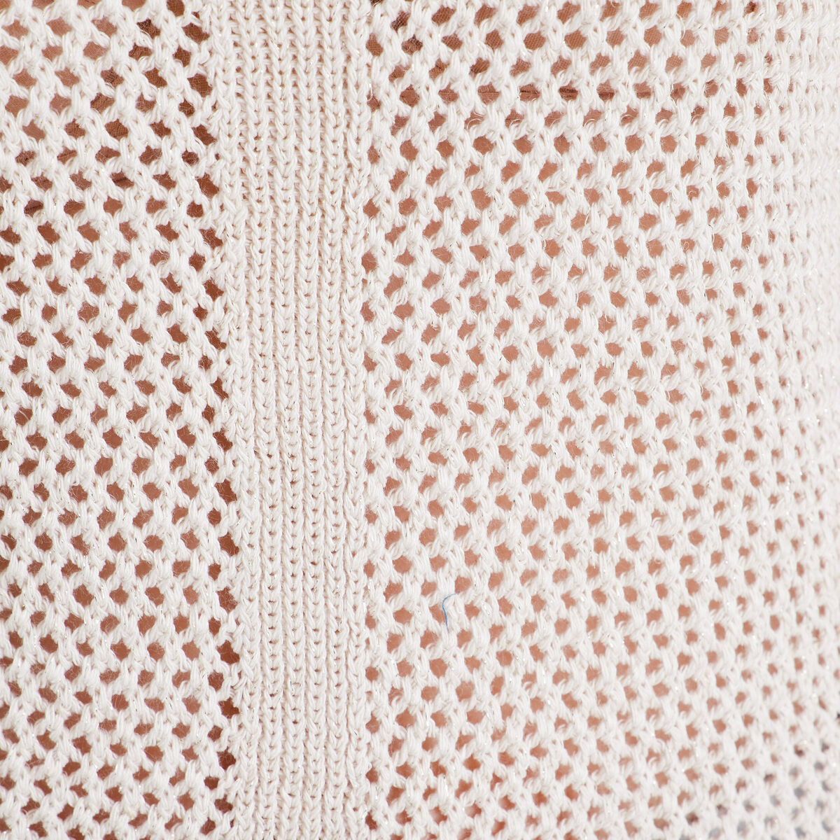 Pull manches courtes ajour&eacute; ecru femme