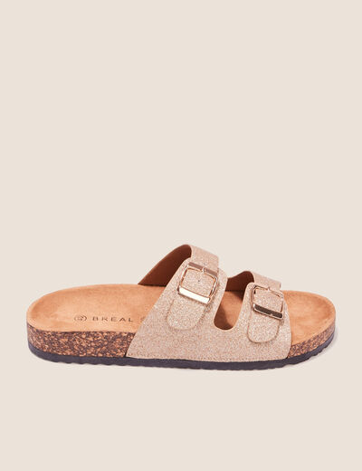 Mules à paillettes couleur or femme