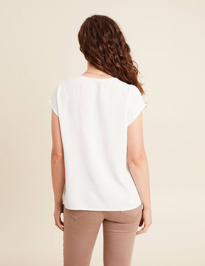Blouse manches courtes fluide ecru femme