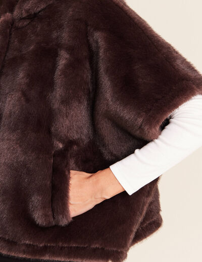 Poncho marron fonc&eacute; femme