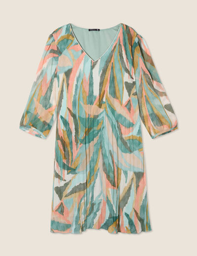 Robe évasée plissée multicolore femme