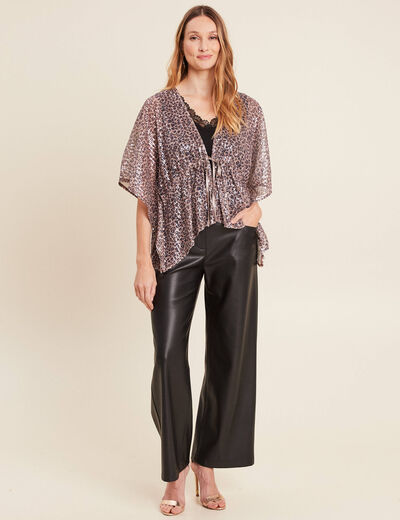 Kimono &agrave; sequins couleur cuivre femme