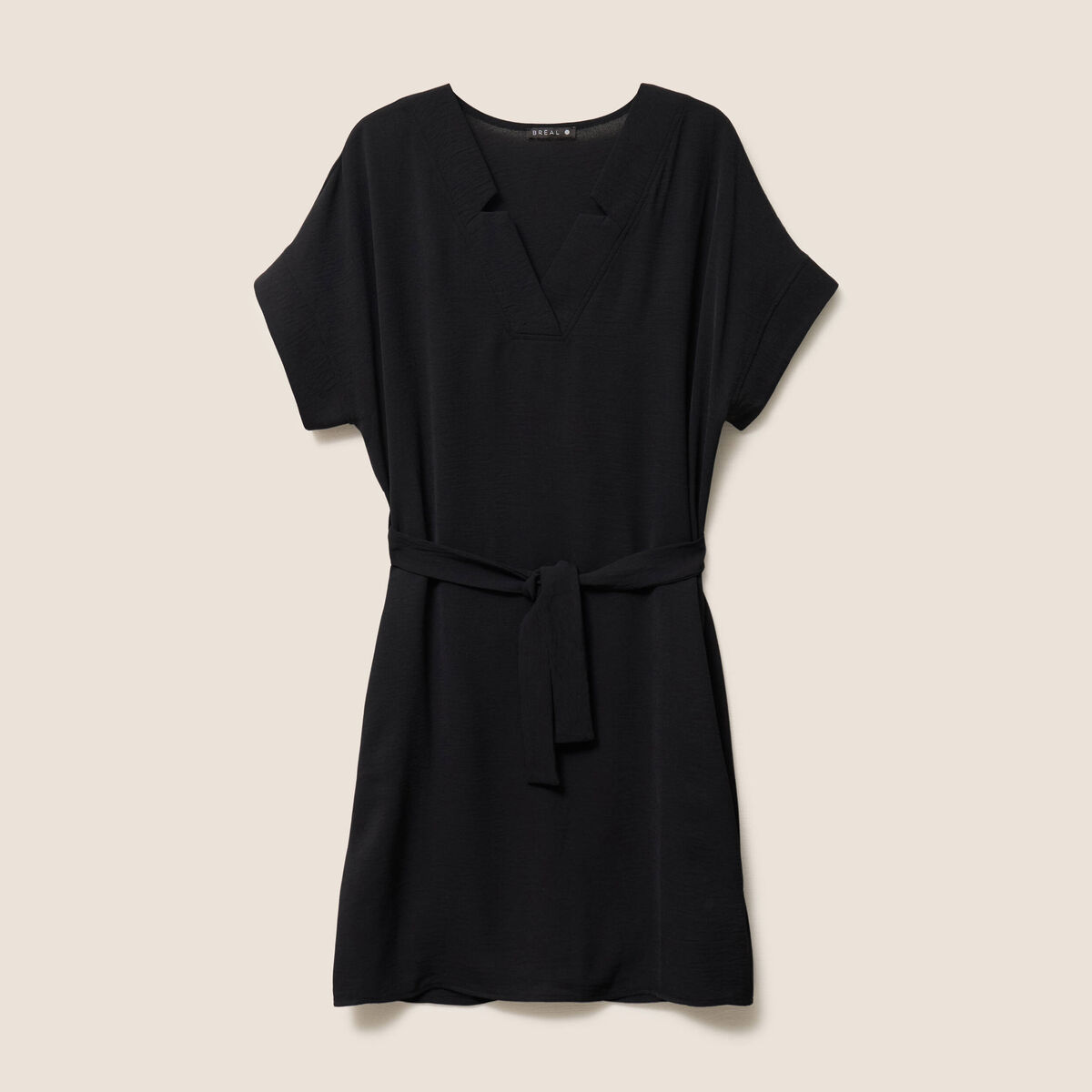 Robe fluide manches courtes noir femme