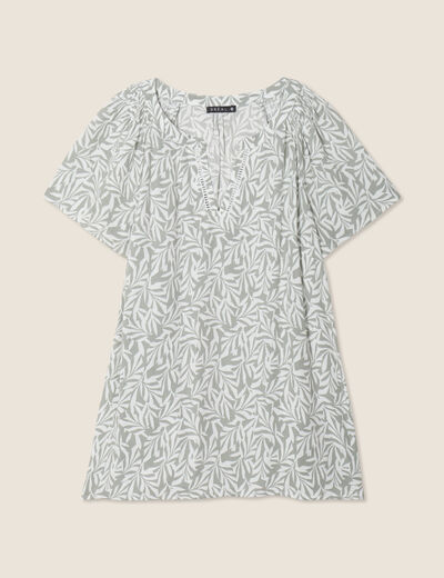 Blouse manches courtes vert kaki femme