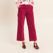 Pantalon large velours c&ocirc;tel&eacute; rouge fonc&eacute; femme
