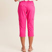 Pantacourt droit poches c&ocirc;t&eacute;s rose fushia femme