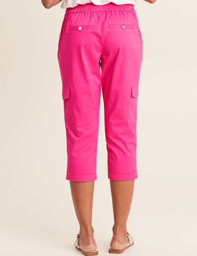 Pantacourt droit poches côtés rose fushia femme