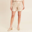 Short taille haute beige fonce femme