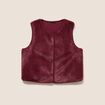 Gilet droit sans manches fausse fourrure bordeaux femme