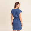 Robe droite courte manches tr&egrave;s courtes denim double stone femme
