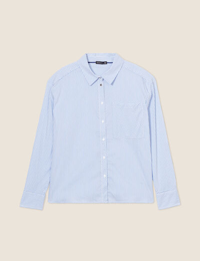 Chemise manches longues bleu femme