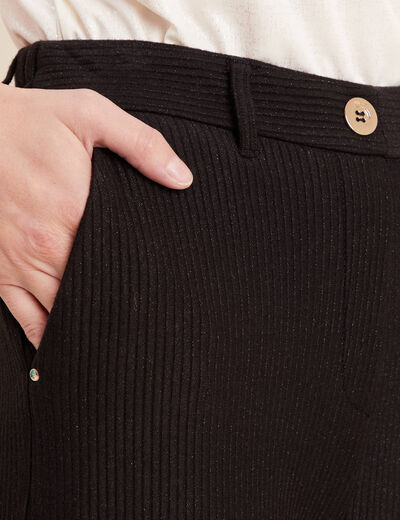 Pantalon tricot large noir femme