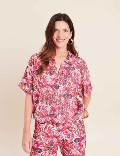 Chemisette manches courtes rose corail femme