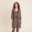 Robe évasée plissée orange femme