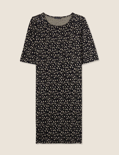 Robe droite manches courtes noir femme