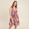 Robe évasée courte sans manches doublée mauve femme