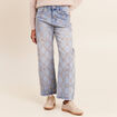 Jean taille haute avec broderie blanc femme
