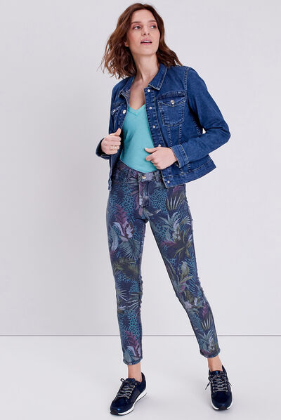 Jean ajusté réversible bleu femme