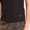 T-shirt ajust&eacute; col rond manches coudes noir femme