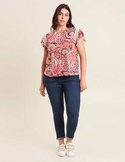 Jeans ajusté taille standard 7/8ème denim brut femme
