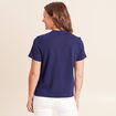 T-shirt col v manches courtes bleu marine femme