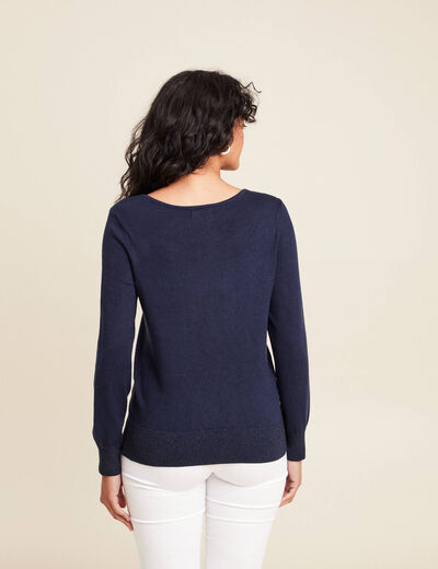 Pull manches longues bleu marine femme