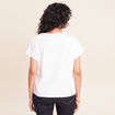 T-shirt col rond manches courtes brod&eacute; blanc femme