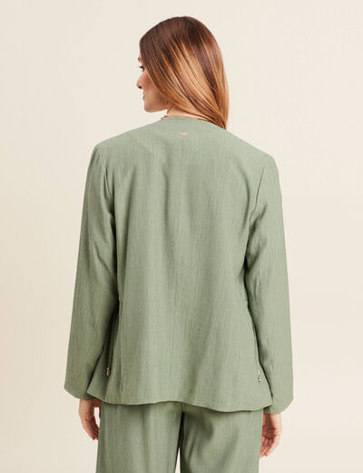 Veste fluide col cascade vert kaki femme